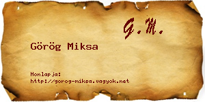 Görög Miksa névjegykártya